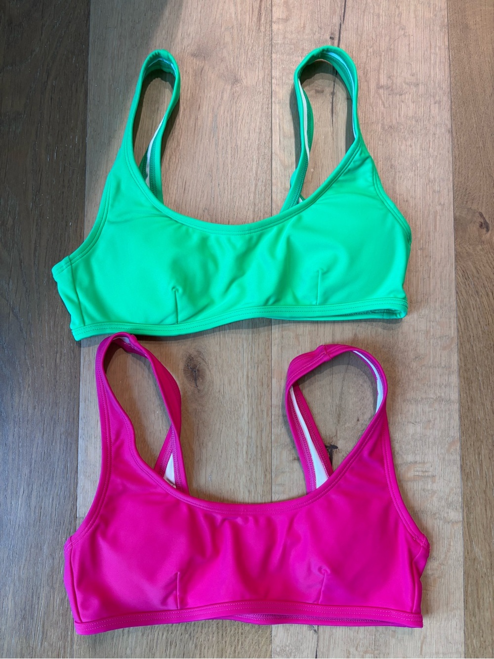 HALARA Neon Green and Hot Pink Swim Bikini Tops